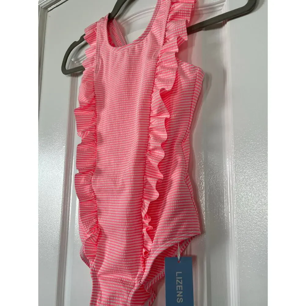 LIZENS Girls Swimsuit Kids Scalloped One Piece Suze 8-9T